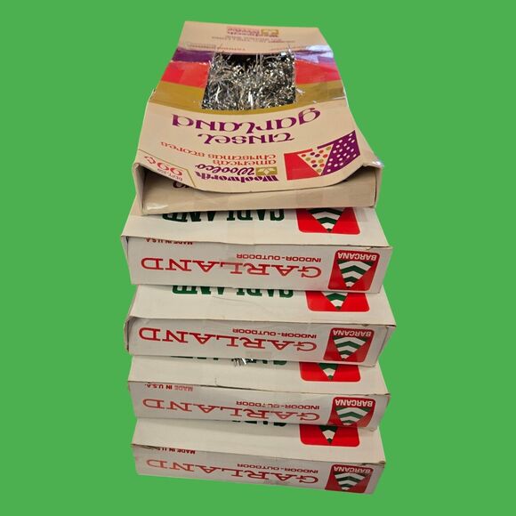 Vintage Lot Barcana Silver Tinsel Christmas Garland Flame/Tarnishproof (180 ft) - Picture 10 of 15